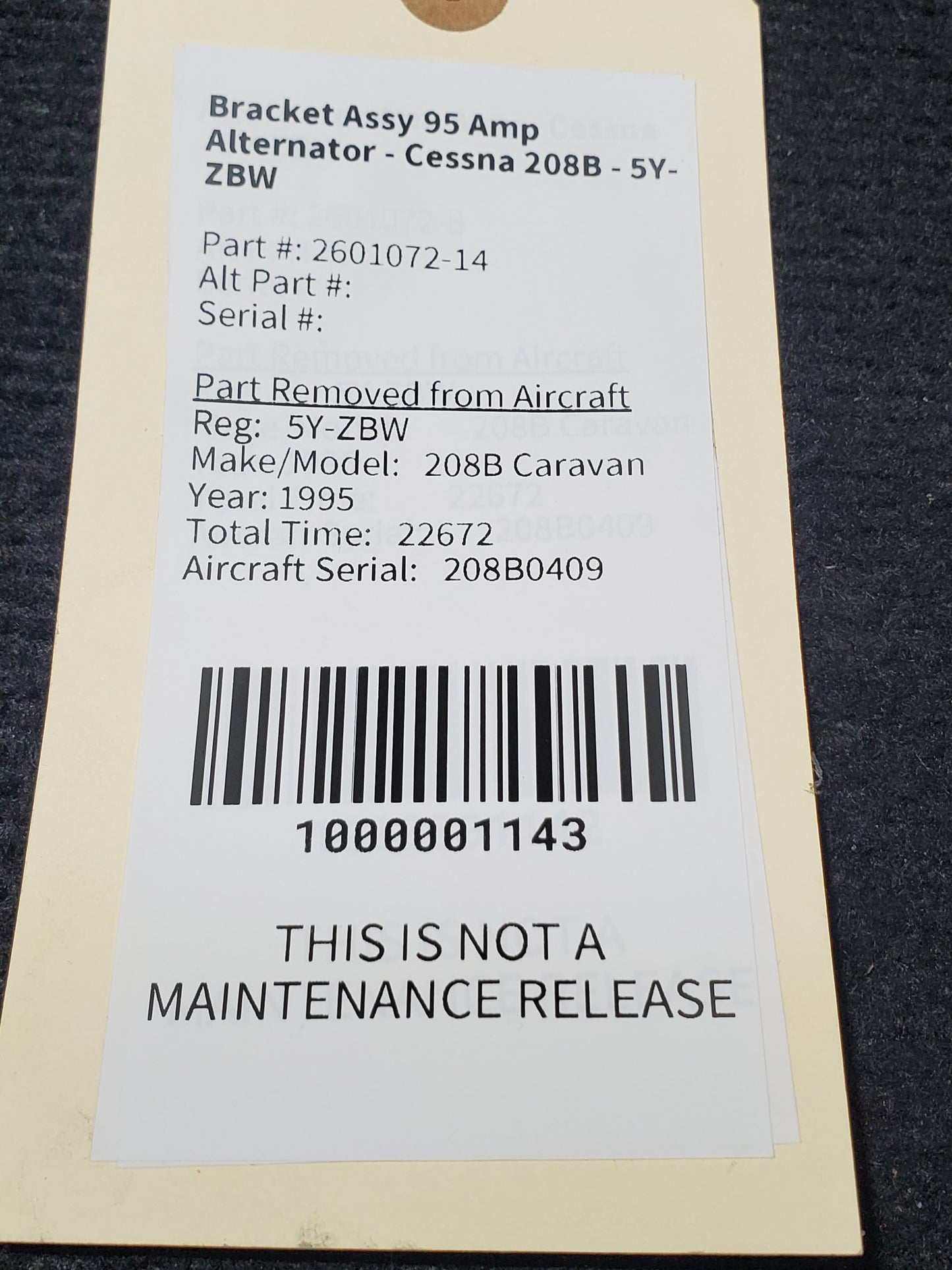 Bracket Assy 95 Amp Alternator - Cessna 208B - 5Y-ZBW