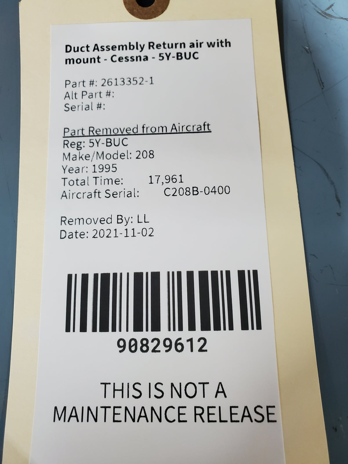 Duct Assembly Return air with mount - Cessna - 5Y-BUC