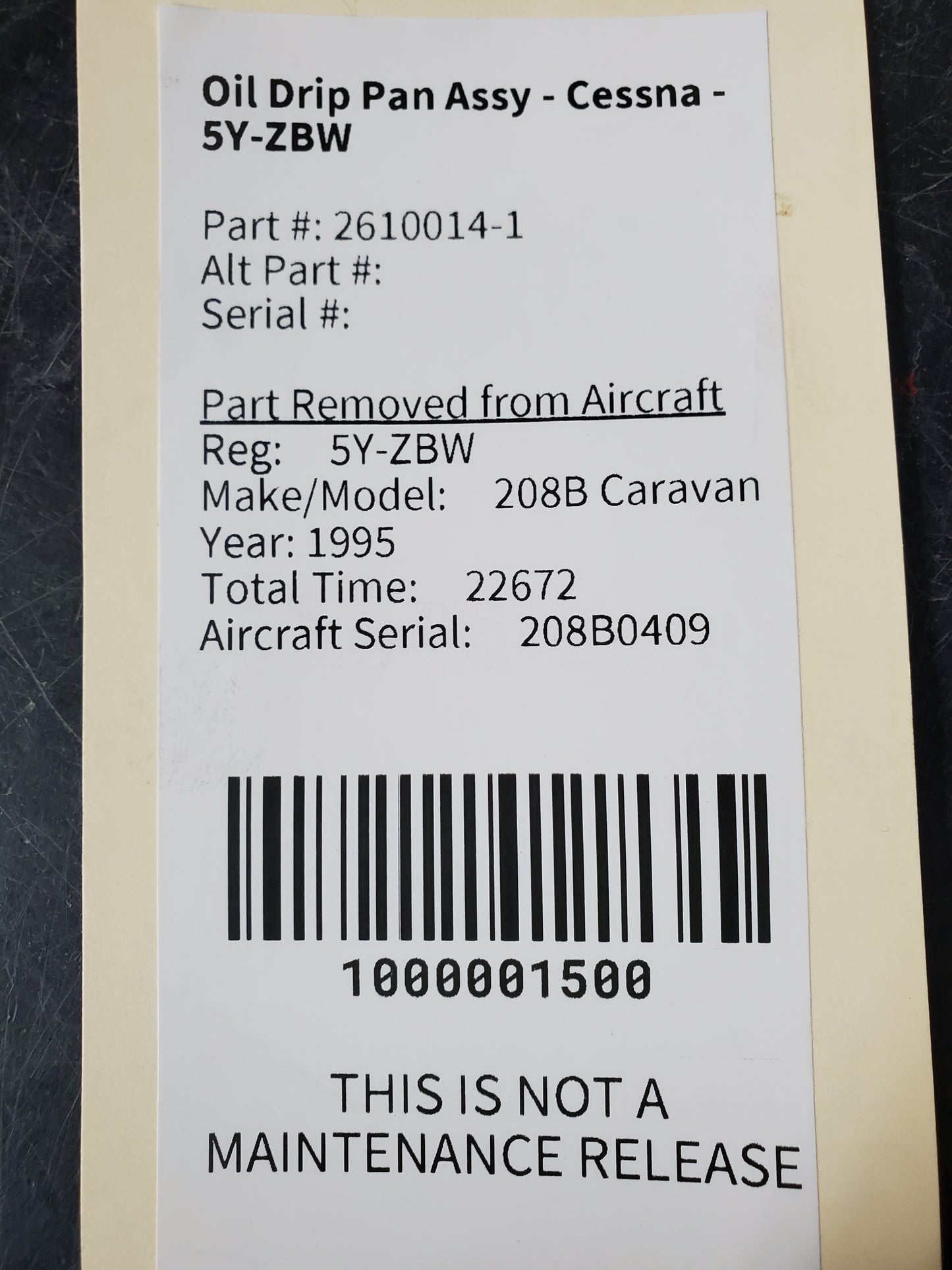 Oil Drip Pan Assy - Cessna - 5Y-ZBW