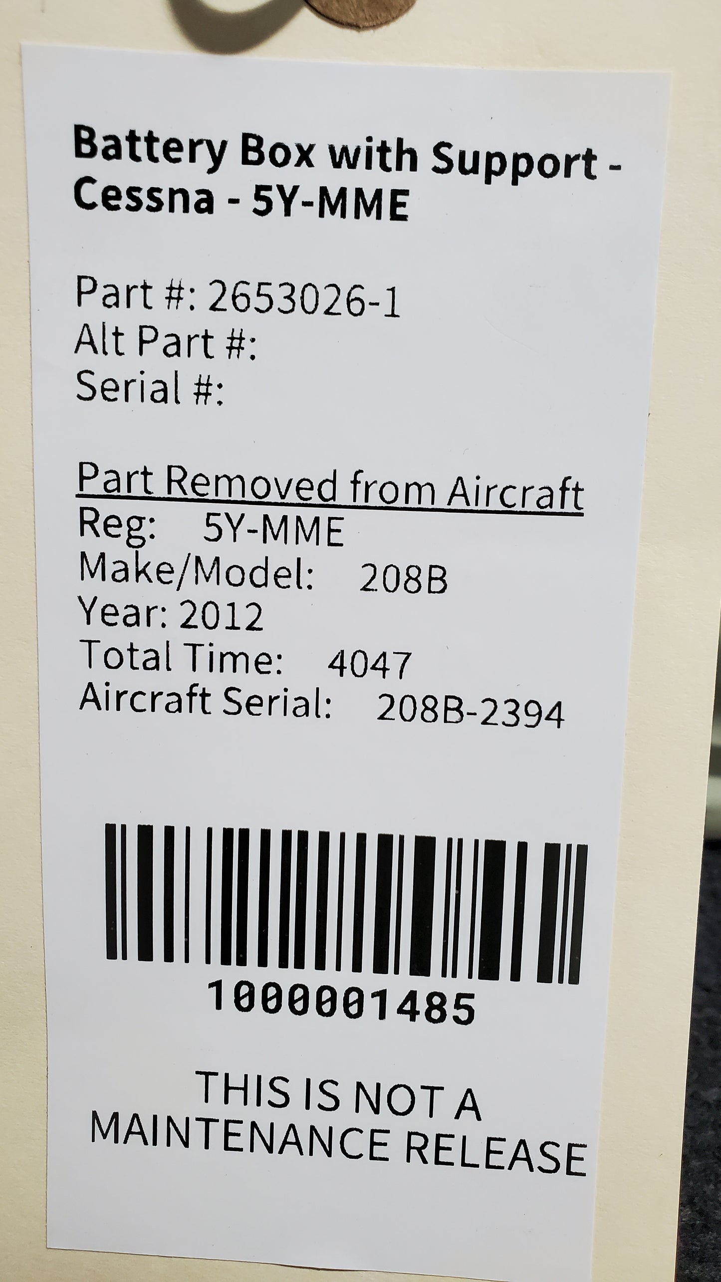 Battery Box Support - Cessna - 5Y-MME