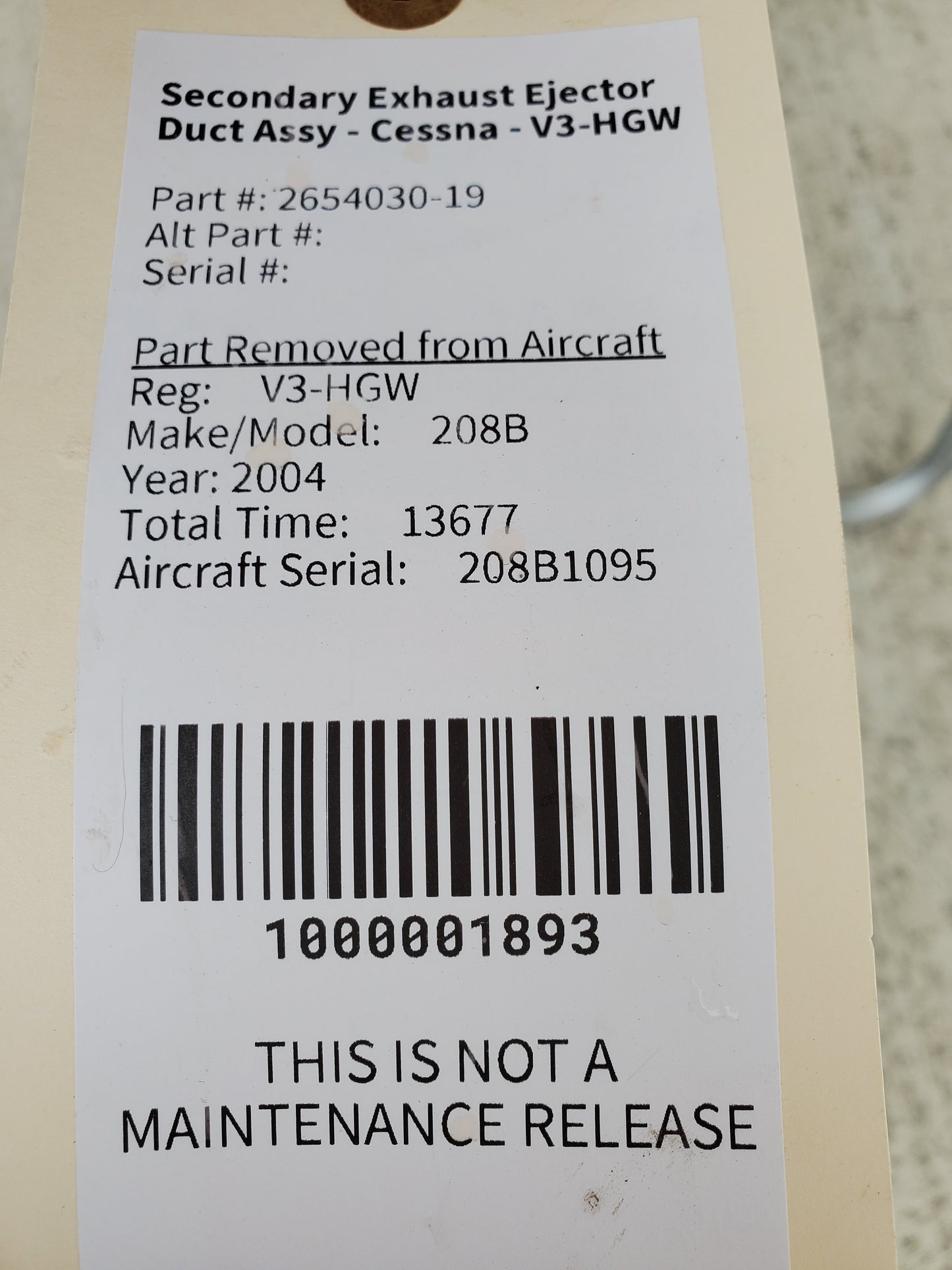 Secondary Exhaust Ejector Duct Assy - Cessna - V3-HGW