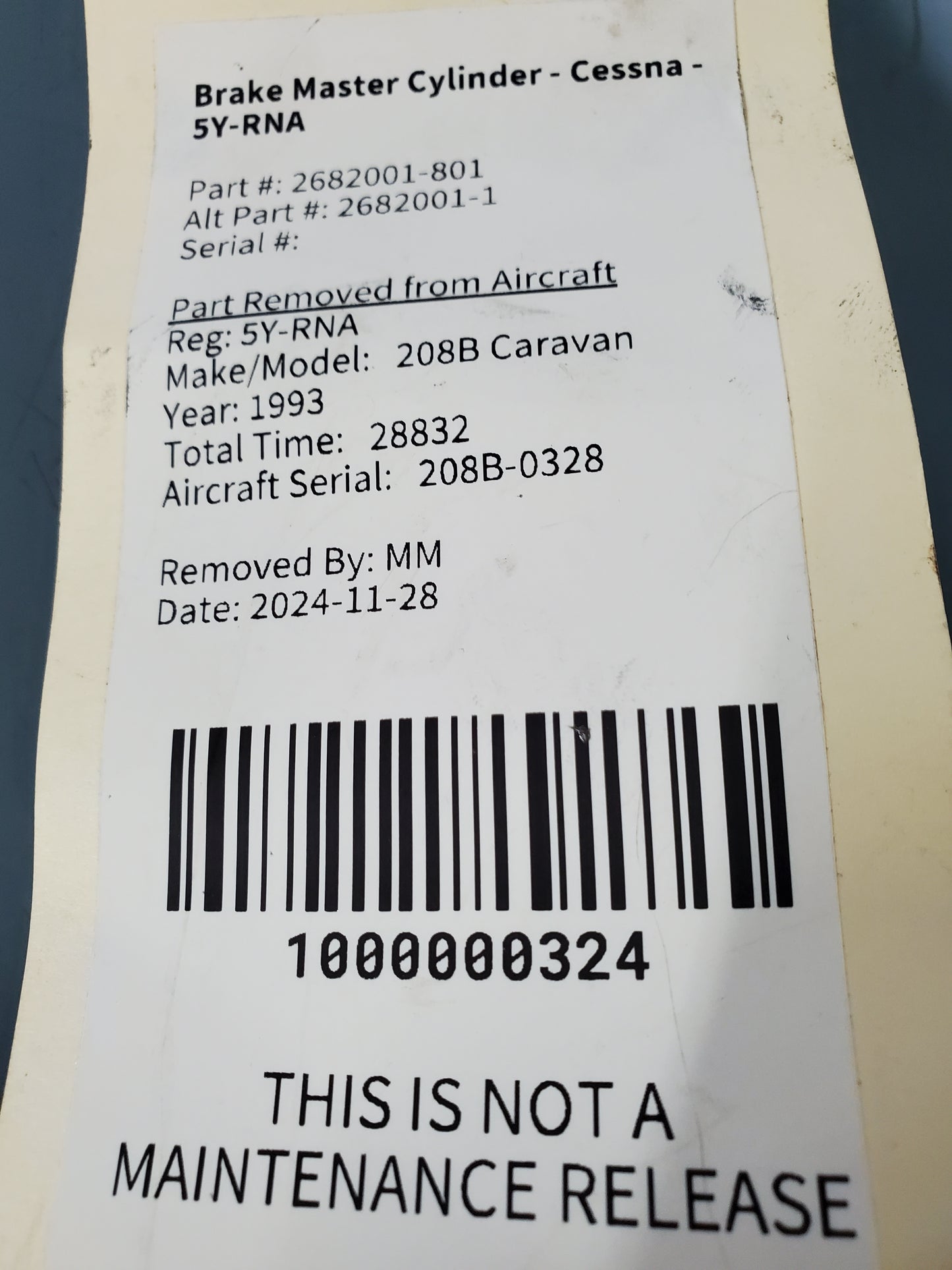 Brake Master Cylinder - Cessna - 5Y-RNA