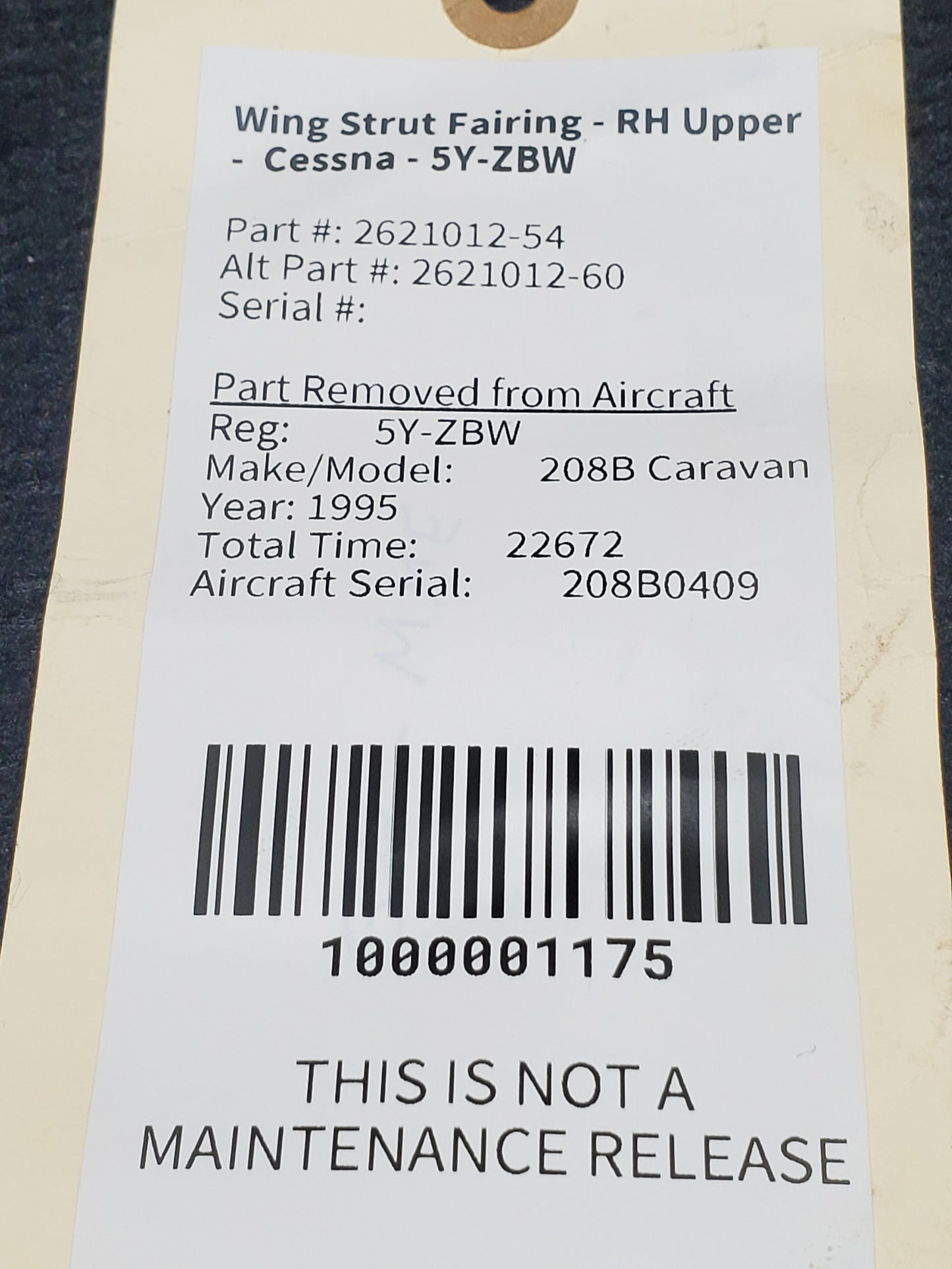 Wing Strut Fairing - RH Upper - Cessna - 5Y-ZBW