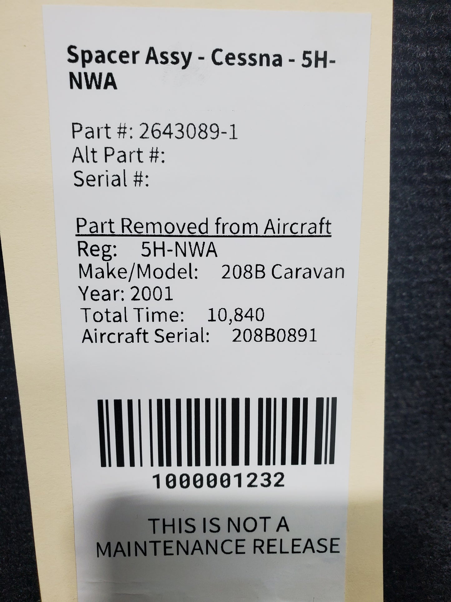 Spacer Assy - Cessna - 5H-TAZ