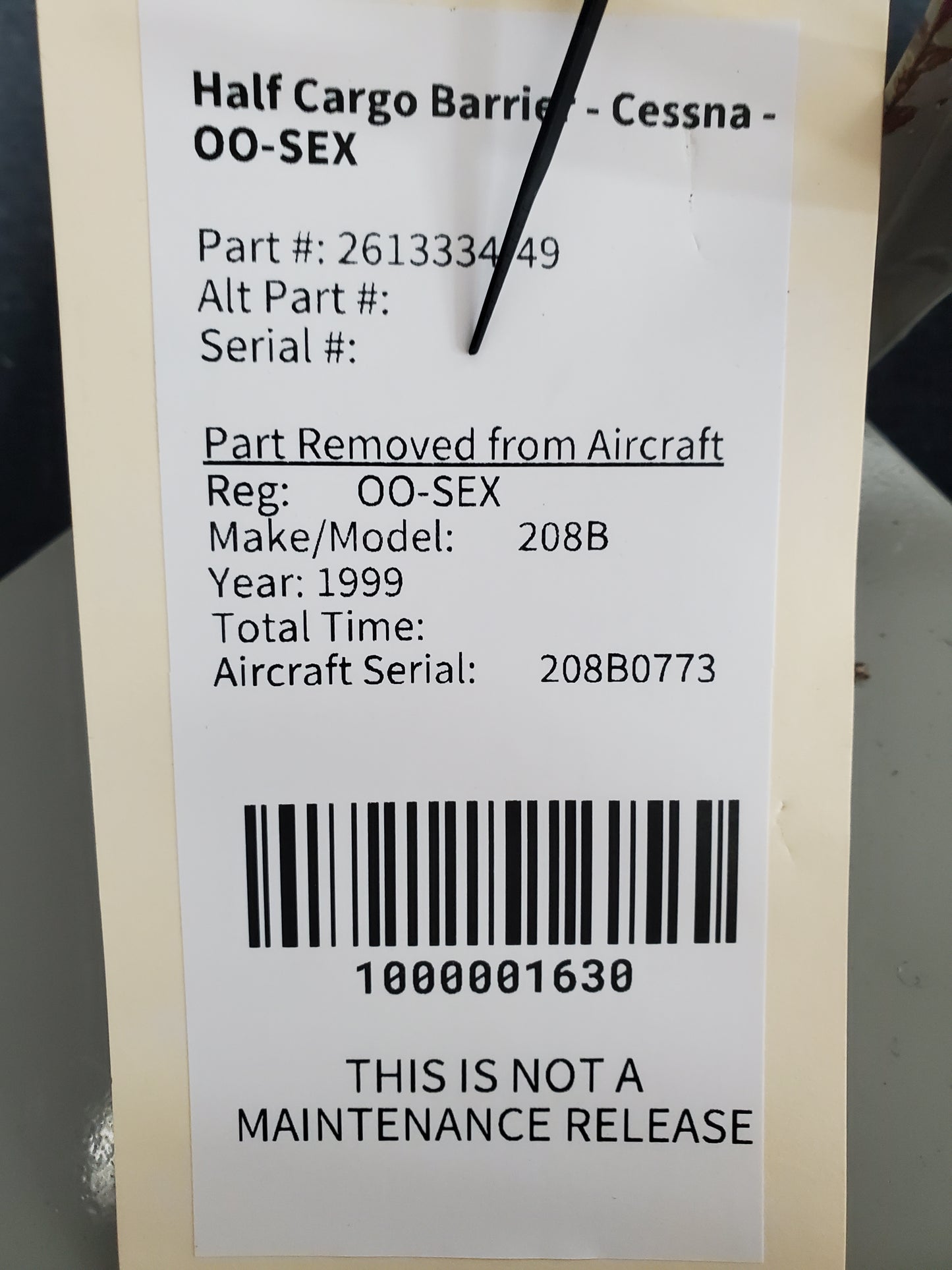 Half Cargo Barrier - Cessna - OO-SEX