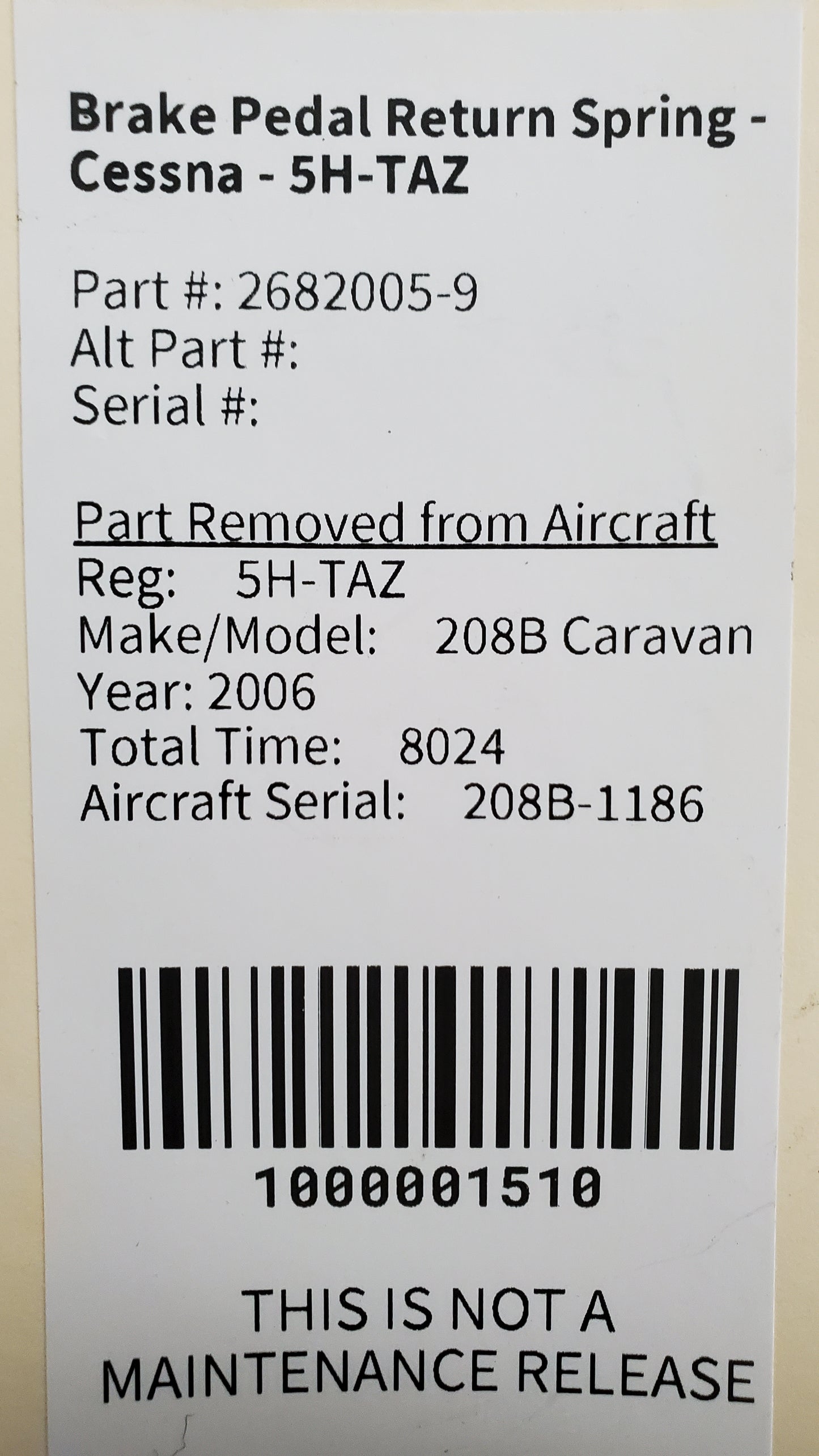 Brake Pedal Return Spring - Cessna - 5H-TAZ