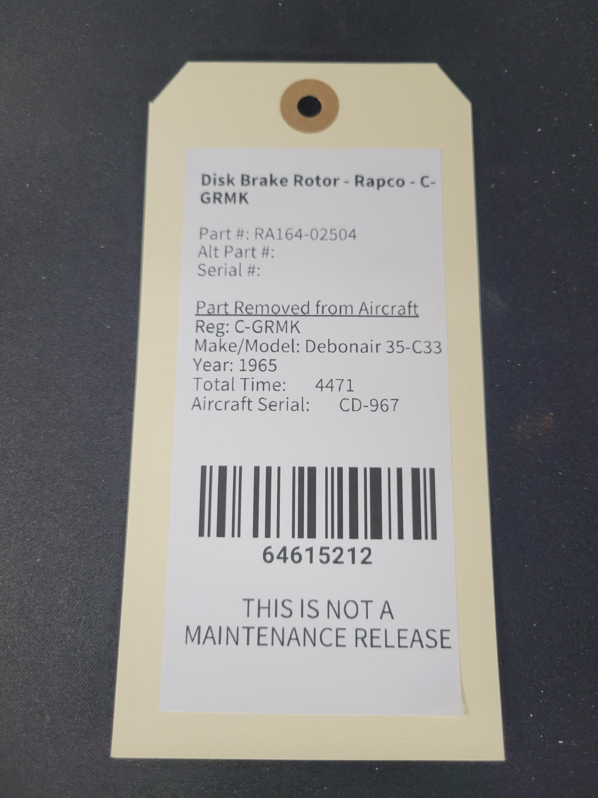 Disk Brake Rotor - Rapco - C-GRMK