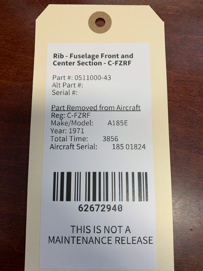 Rib - Fuselage Front and Center Section - C-FZRF