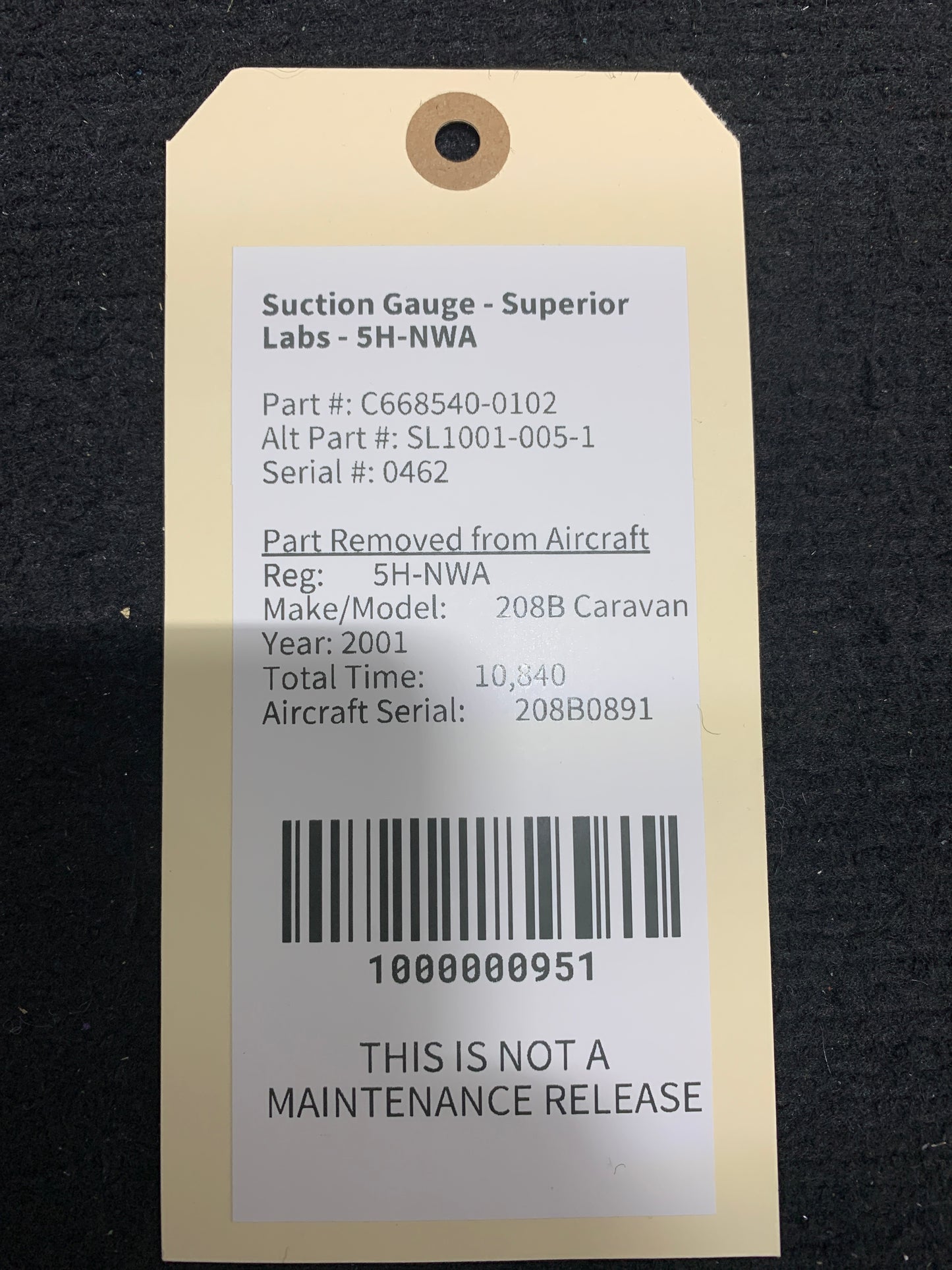 Suction Gauge - Superior Labs - 5H-NWA