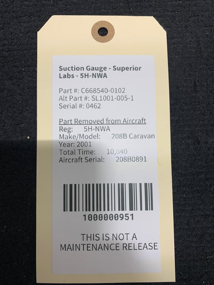 Suction Gauge - Superior Labs - 5H-NWA