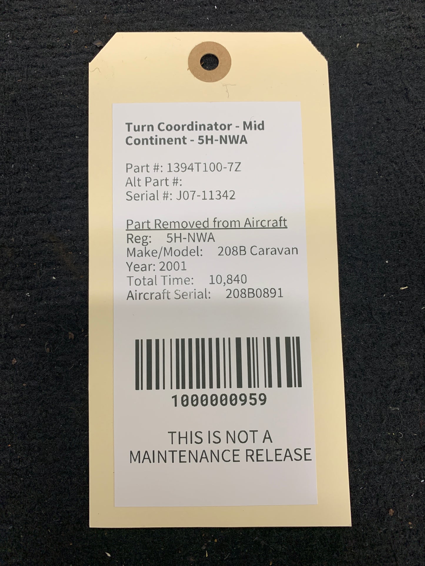 Turn Coordinator - Mid Continent - 5H-NWA