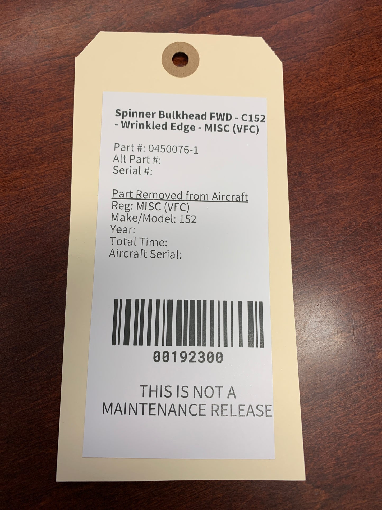 Spinner Bulkhead FWD - C152 - Wrinkled Edge - MISC (VFC)