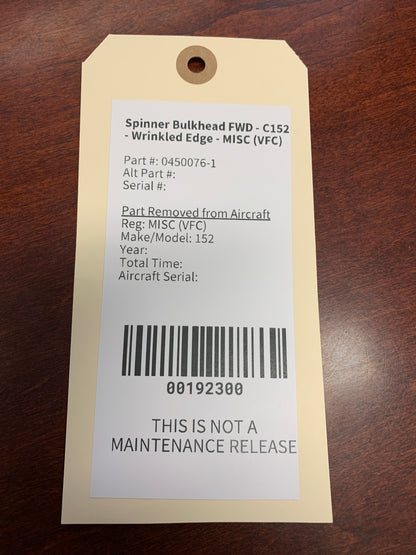Spinner Bulkhead FWD - C152 - Wrinkled Edge - MISC (VFC)