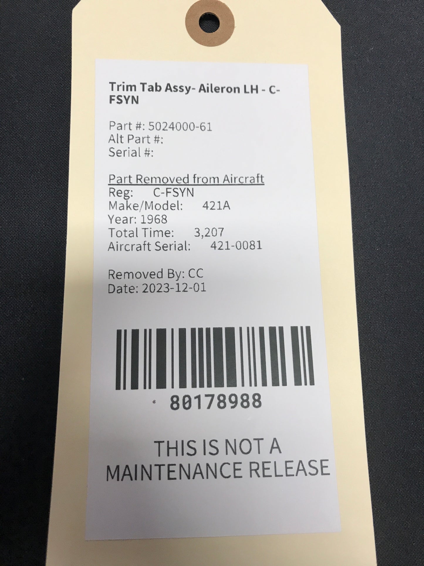 Trim Tab Assy - Aileron LH - C-FSYN