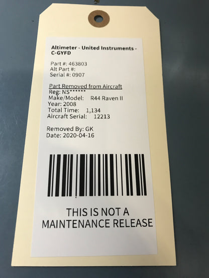 Altimeter - United Instruments - Core - C-GYFD