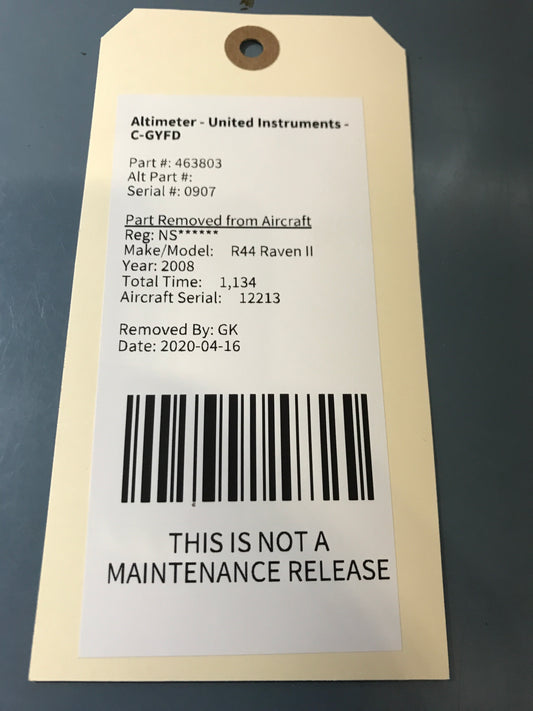 Altimeter - United Instruments - Core - C-GYFD