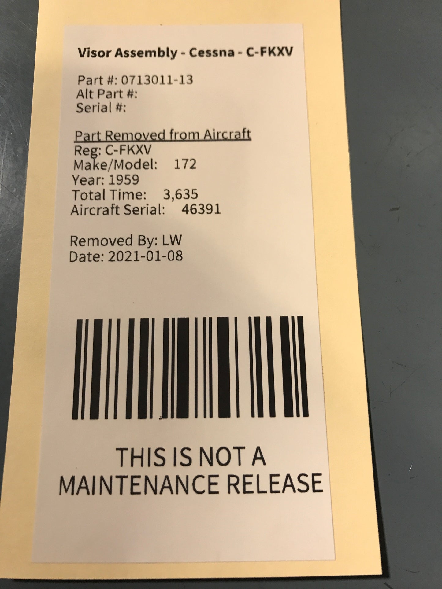 Visor Assembly - Cessna - C-FKXV