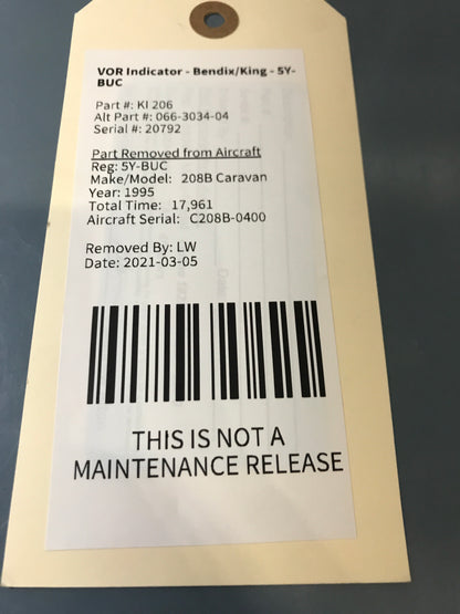 VOR/LOC/G.S Indicator KI 206 - Bendix/King - 5Y-BUC