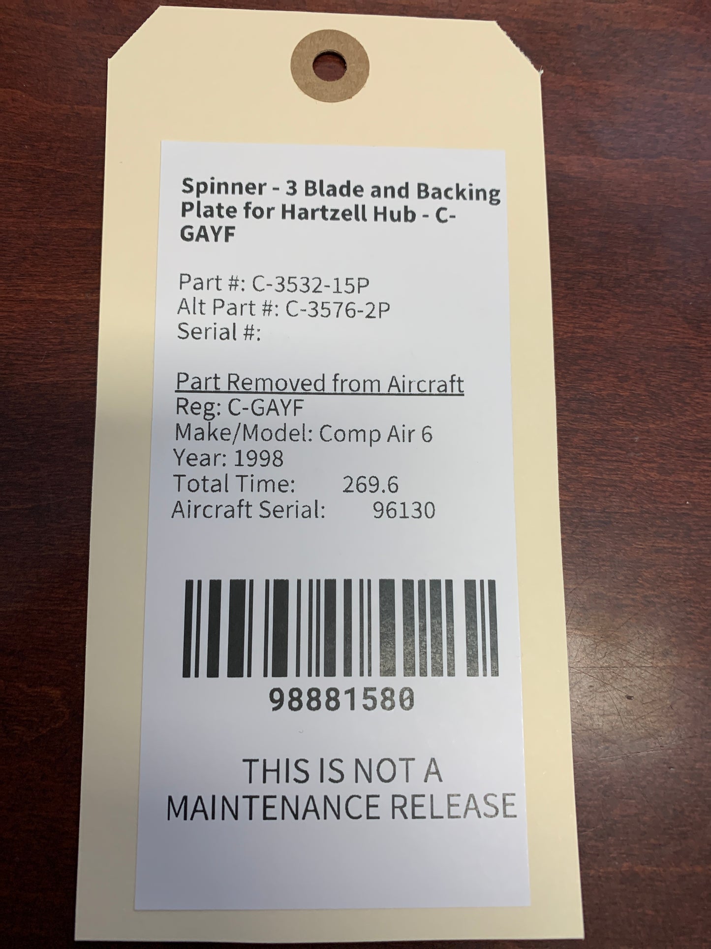 Spinner - 3 Blade and Backing Plate for Hartzell Hub - C-GAYF