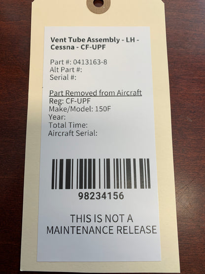 Vent Tube Assembly - LH - Cessna - CF-UPF