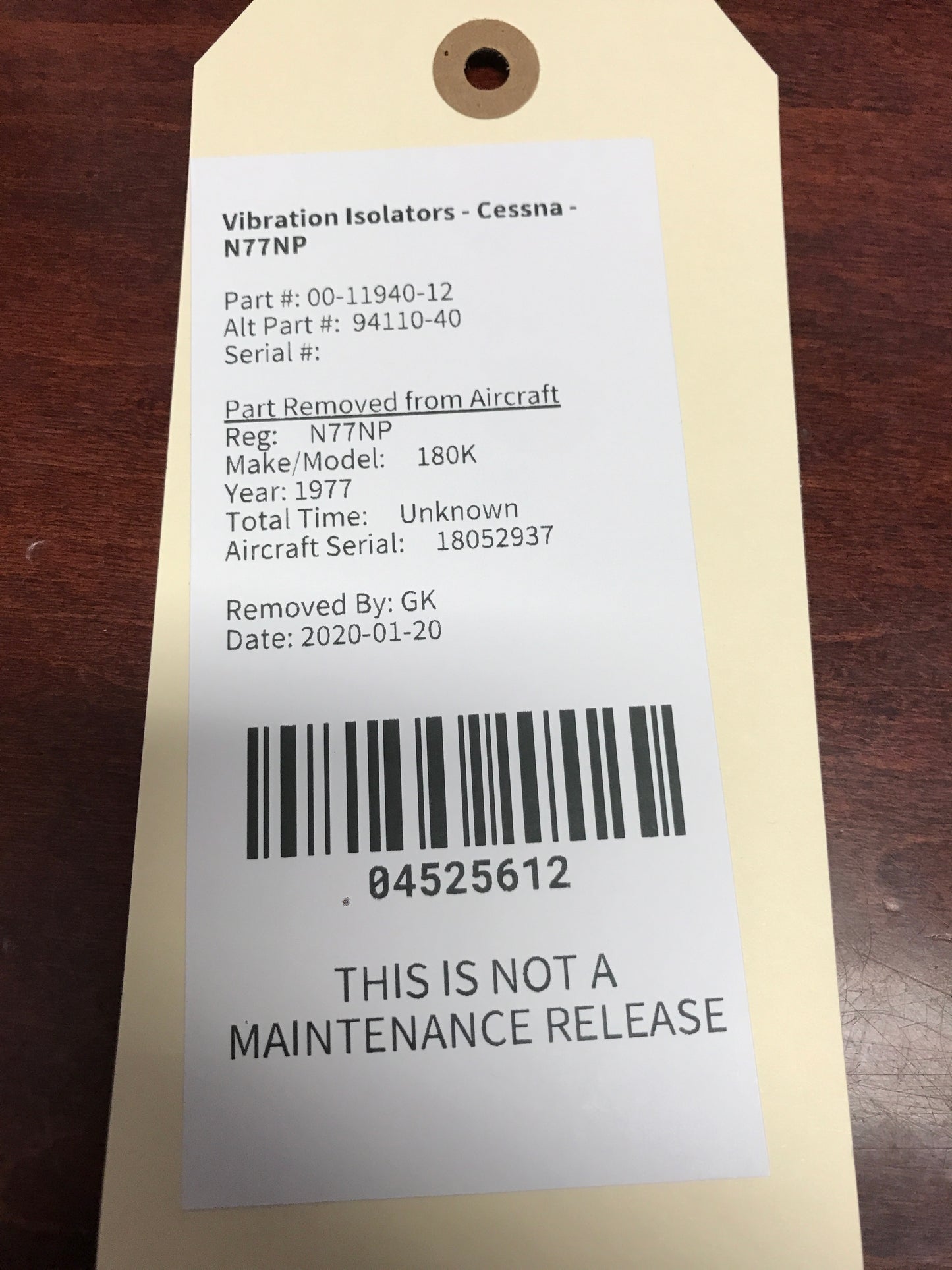 Vibration Isolators - Cessna - N77NP