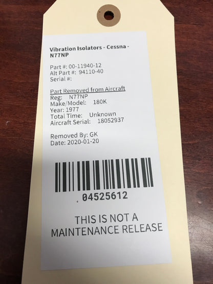 Vibration Isolators - Cessna - N77NP