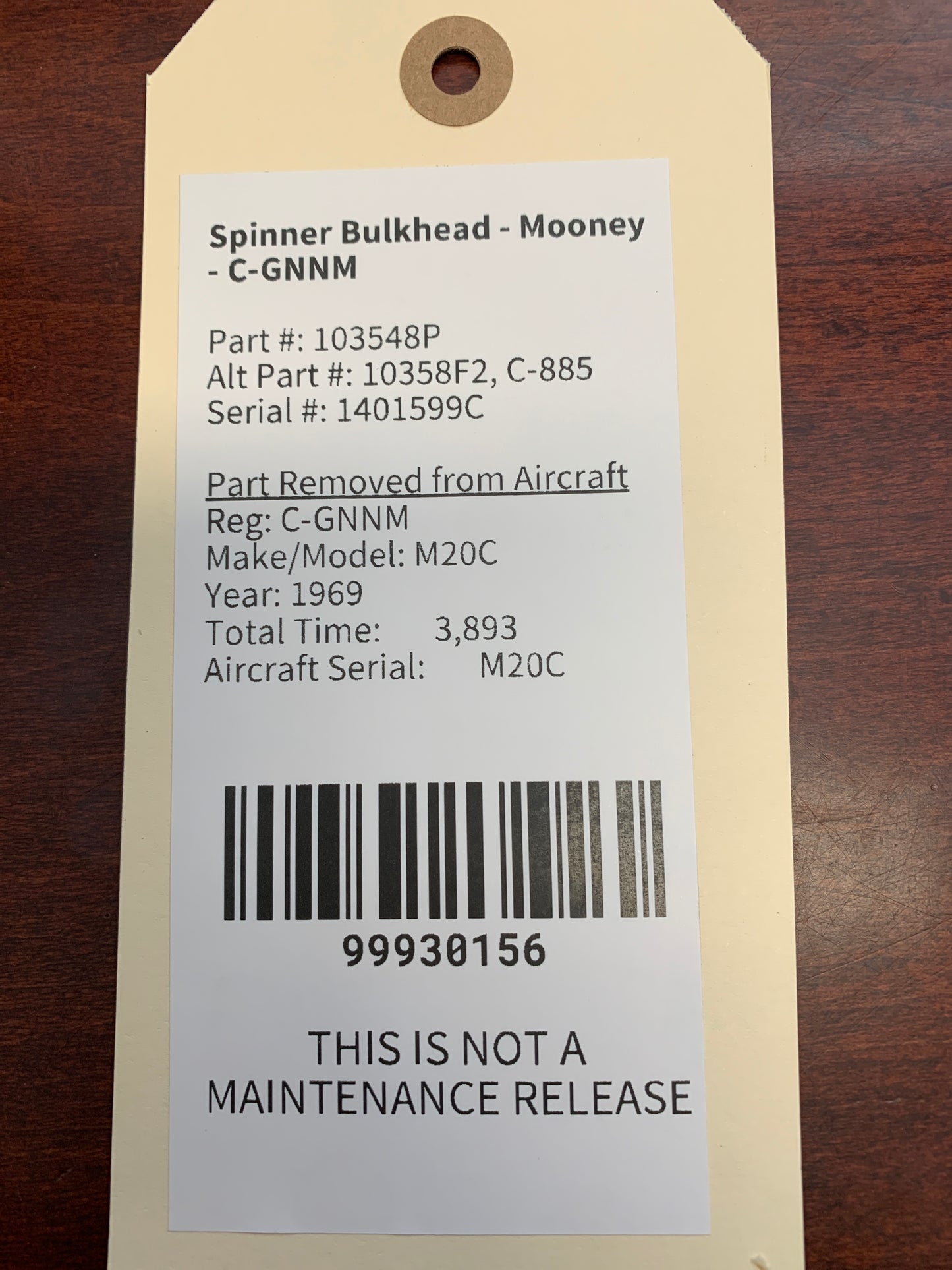 Spinner Bulkhead - Mooney - C-GNNM