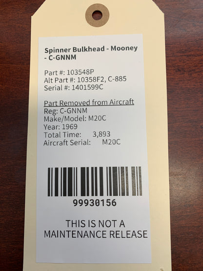 Spinner Bulkhead - Mooney - C-GNNM