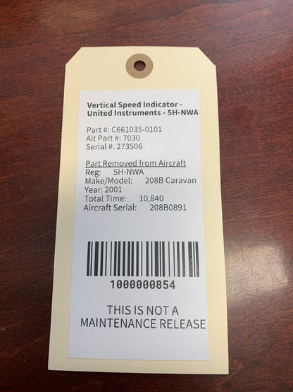 Vertical Speed Indicator - United Instruments - 5H-NWA
