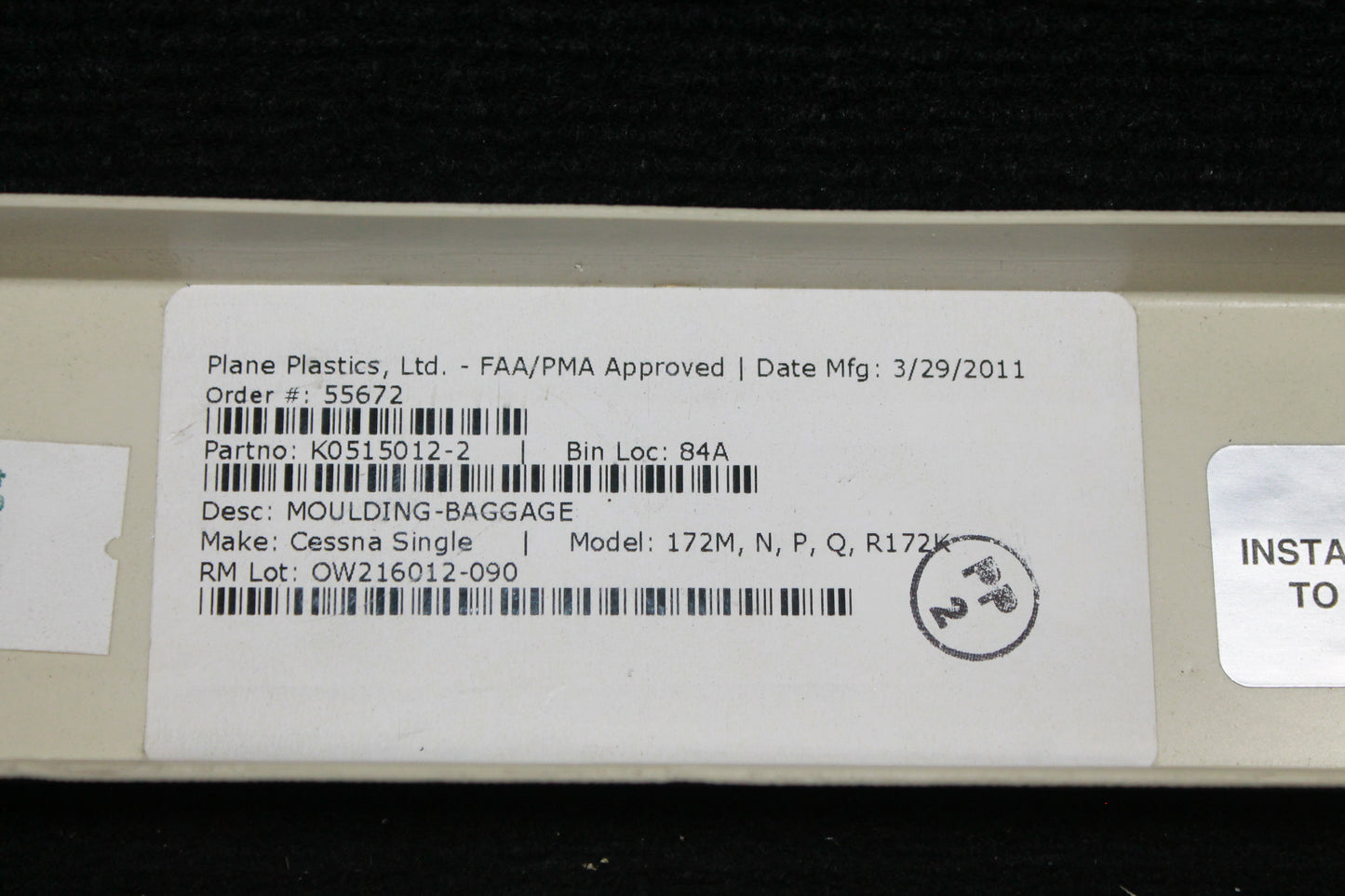 Baggage Compartment Moulding for Cessna 172 - MISC (VFC)