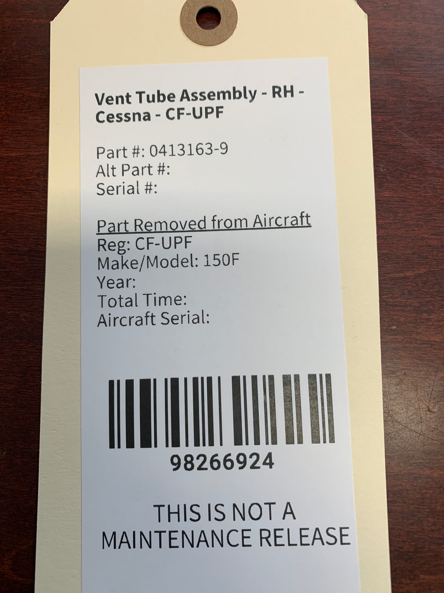 Vent Tube Assembly - RH - Cessna - CF-UPF