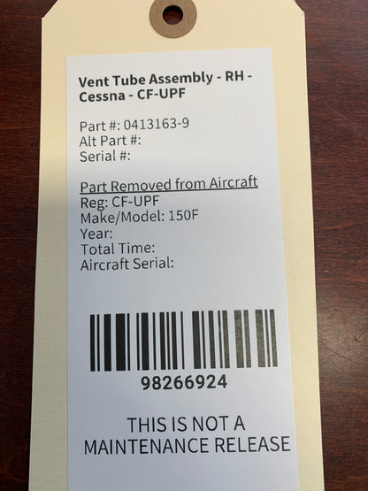 Vent Tube Assembly - RH - Cessna - CF-UPF