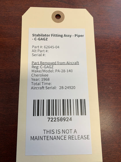 Stabilator Fitting Assy - Piper - C-GAGZ