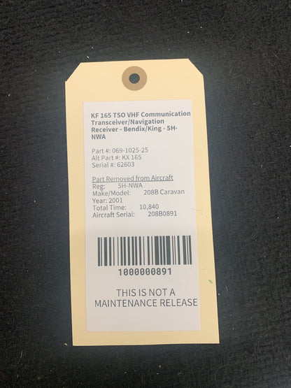 KX 165 TSO VHF Communication Transceiver/Navigation Receiver - Bendix/King - 5H-NWA