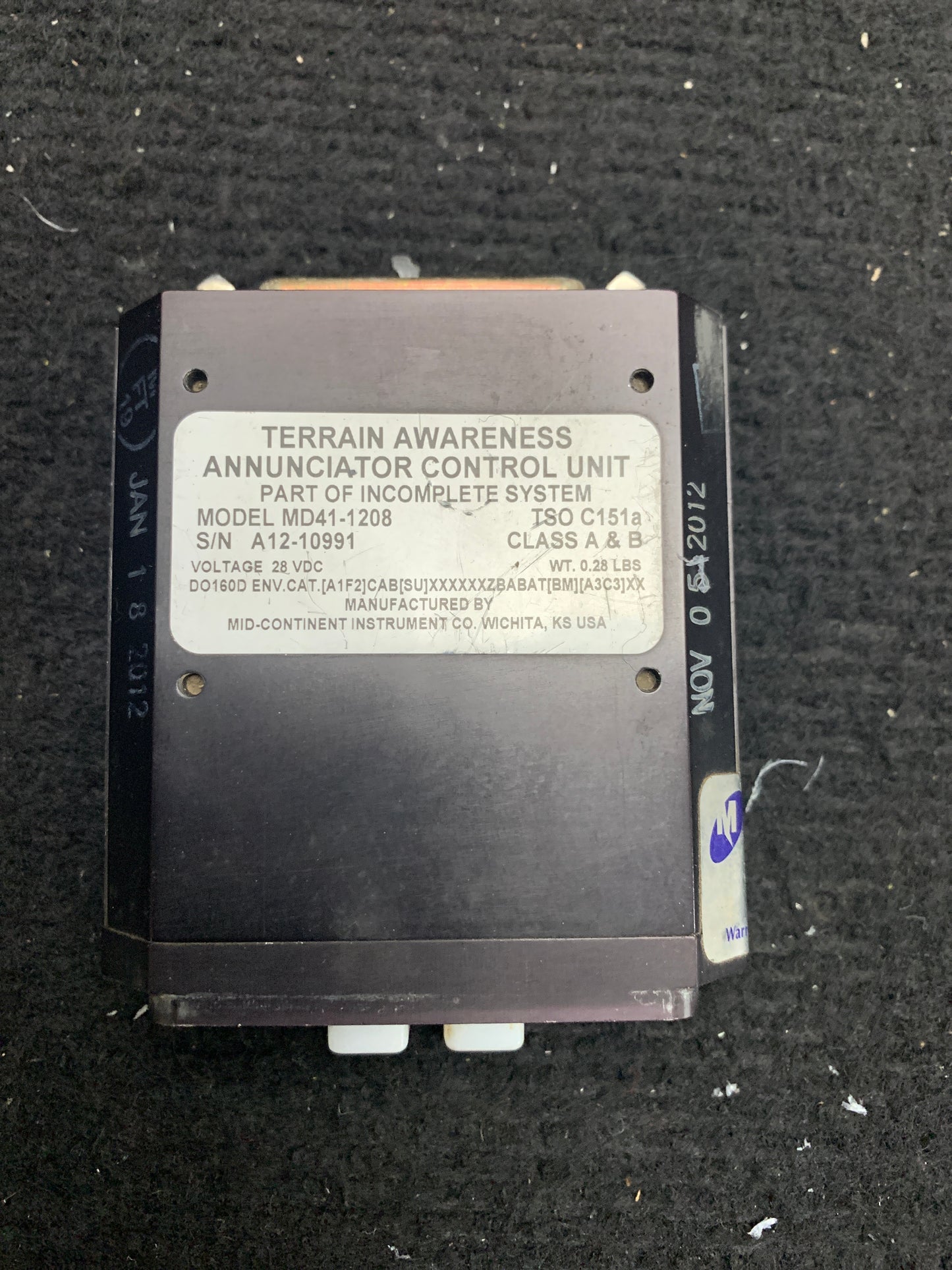 TAWS Annunciator Control Unit - MD41-1208 - Mid-Continent - 5H-NWA
