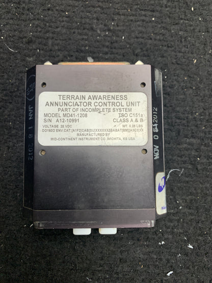 TAWS Annunciator Control Unit - MD41-1208 - Mid-Continent - 5H-NWA