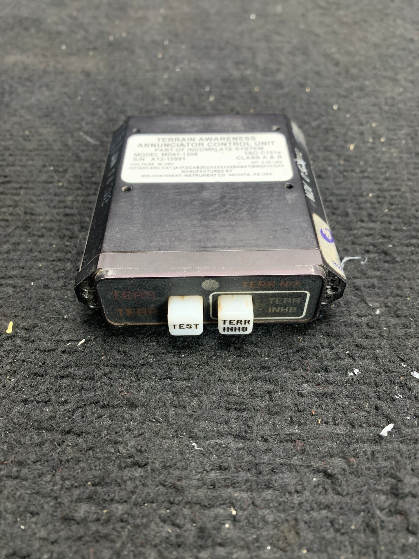 TAWS Annunciator Control Unit - MD41-1208 - Mid-Continent - 5H-NWA