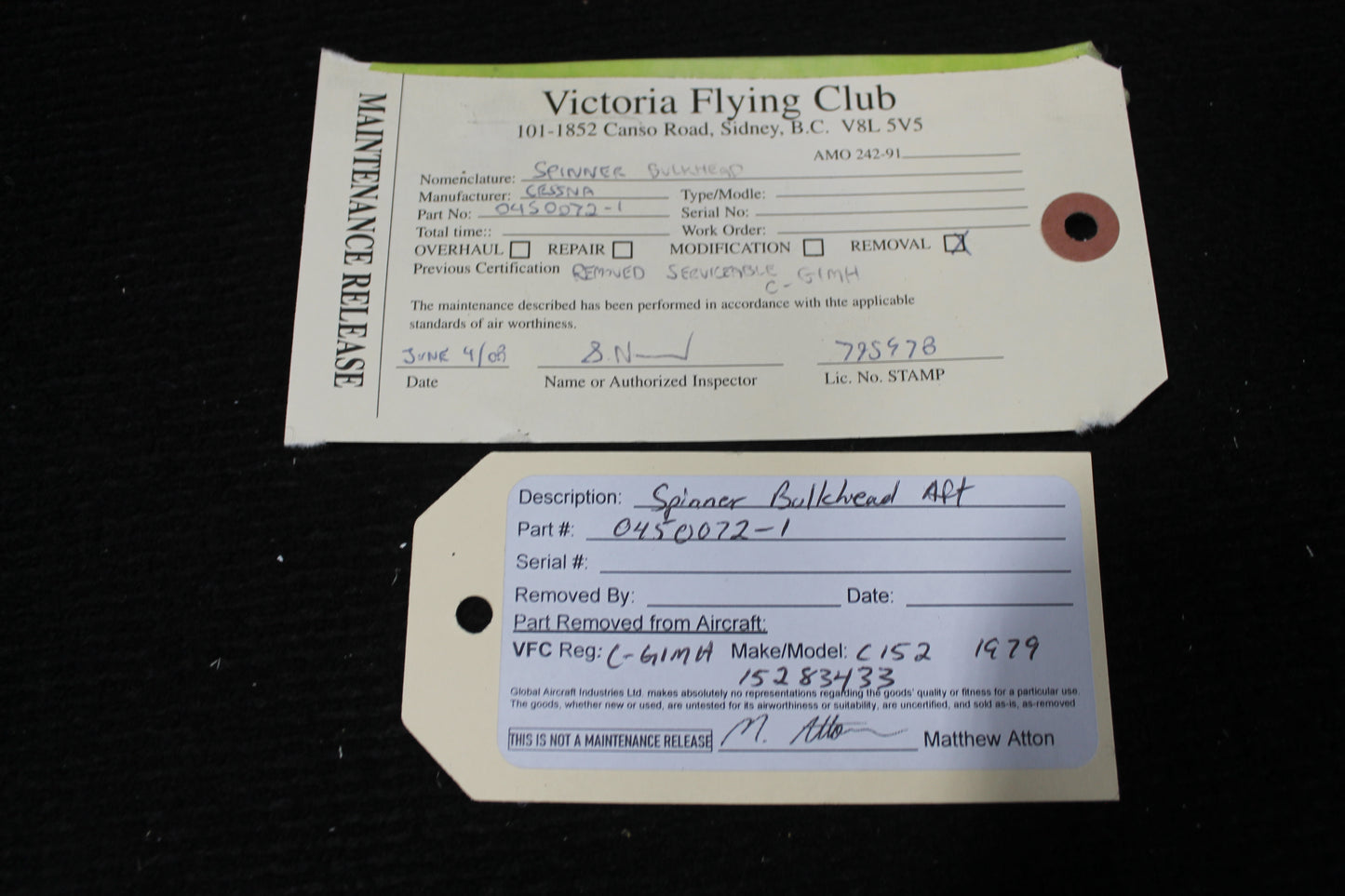 Spinner Bulkhead Aft, Lot of 5 - C152 - MISC (VFC)