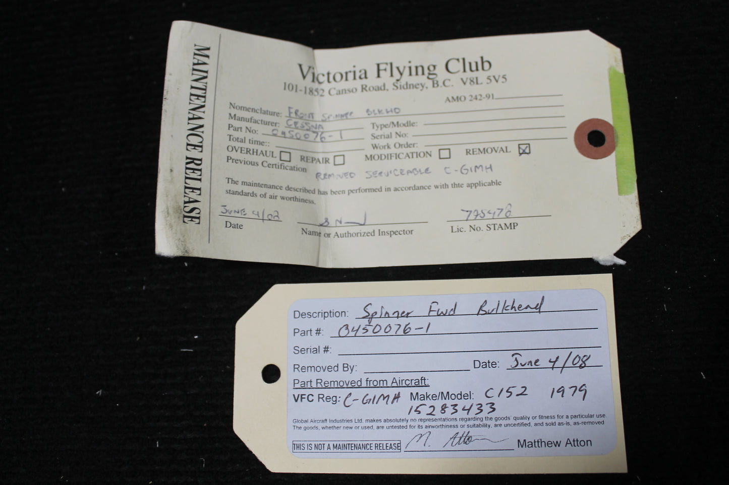 Spinner Bulkhead FWD - C152 - Wrinkled Edge - MISC (VFC)