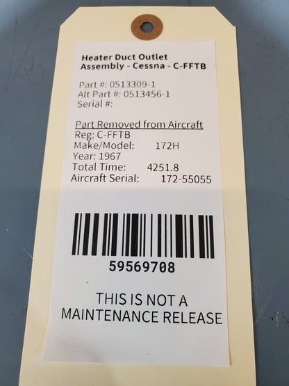 Heater Duct Outlet Assembly - Cessna - C-FFTB