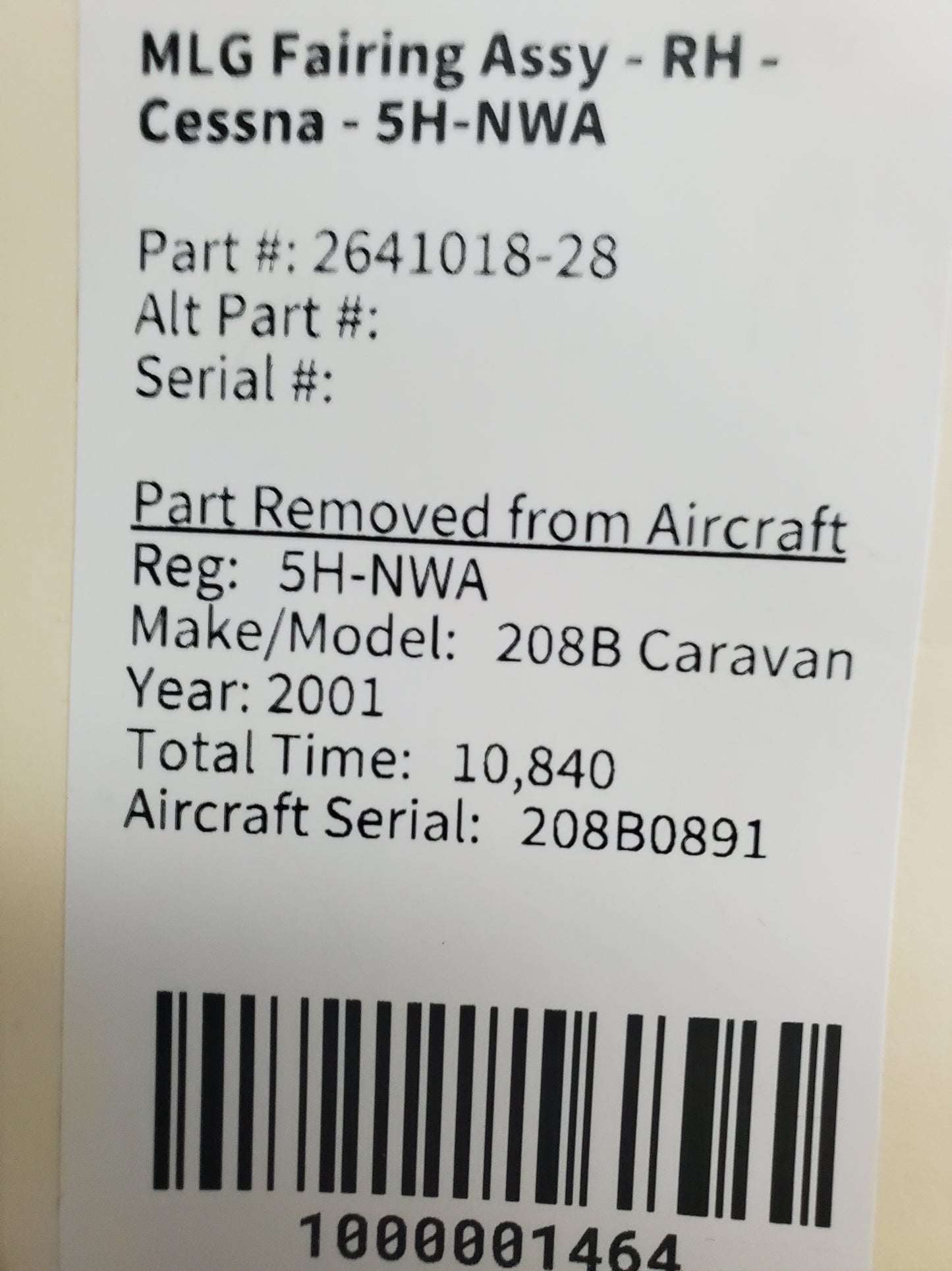MLG Fairing Assy - RH - Cessna - 5H-NWA