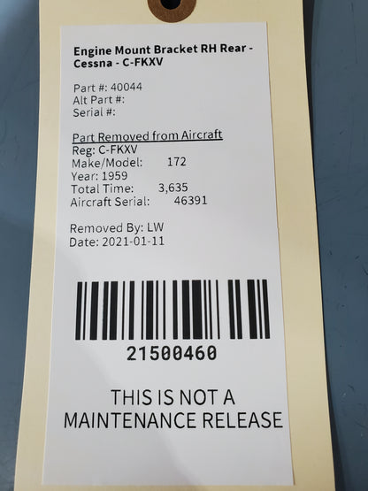 Engine Mount Bracket RH Rear - Cessna - C-FKXV
