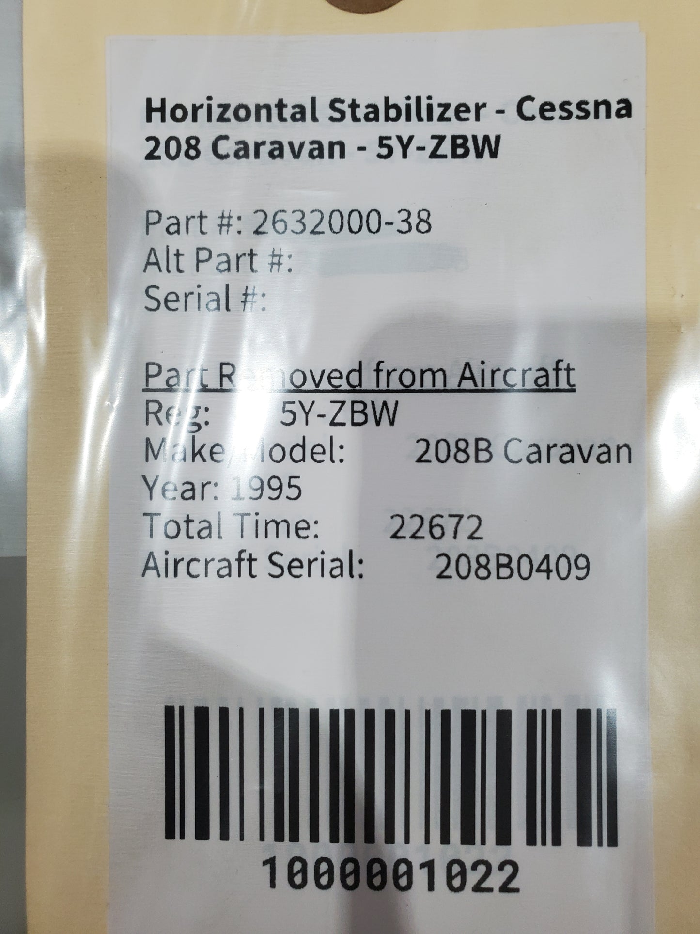 Horizontal Stabilizer - Cessna 208 Caravan - 5Y-ZBW