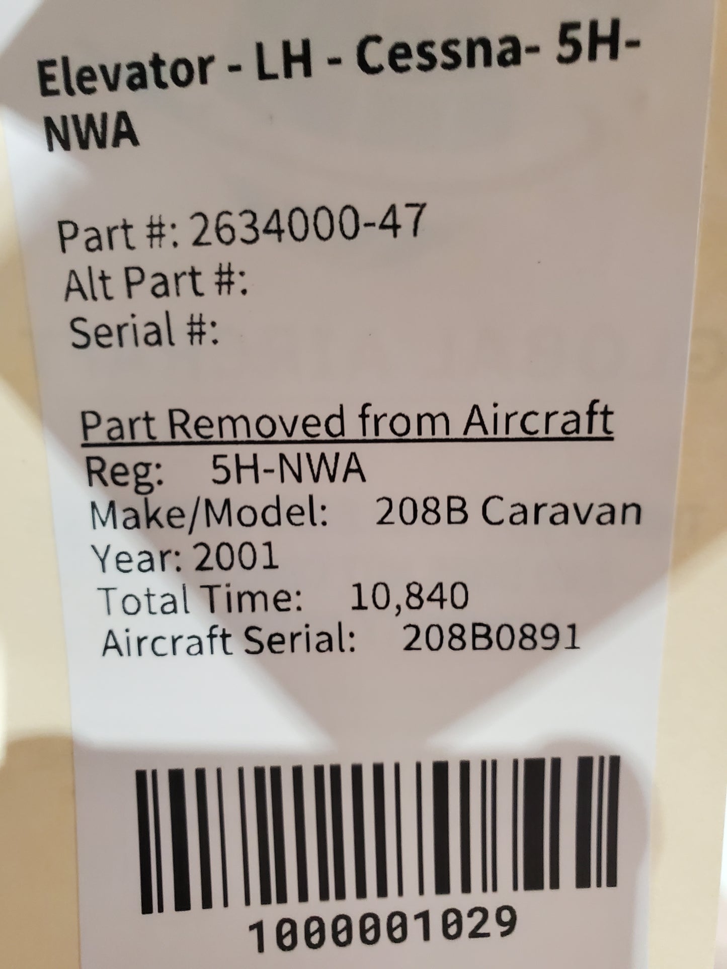 Elevator - LH - Cessna 208B Caravan - 5H-NWA