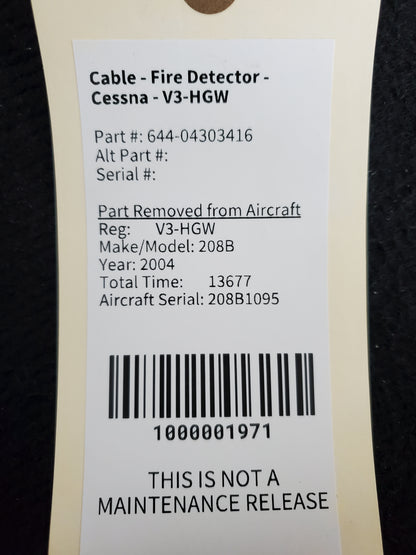 Cable - Fire Detector - Cessna - V3-HGW