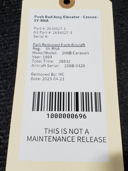 Push Rod Assy Elevator - Cessna - 5Y-RNA