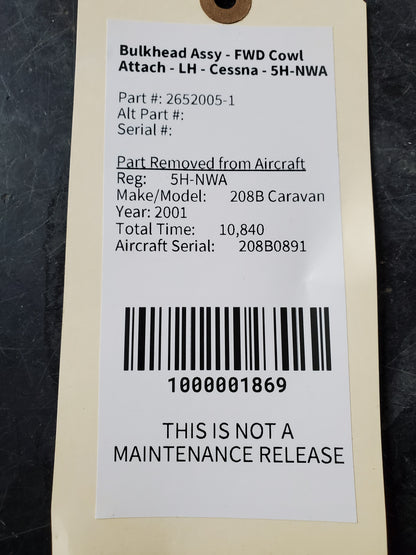 Bulkhead Assy - FWD Cowl Attach - LH - Cessna - 5H-NWA