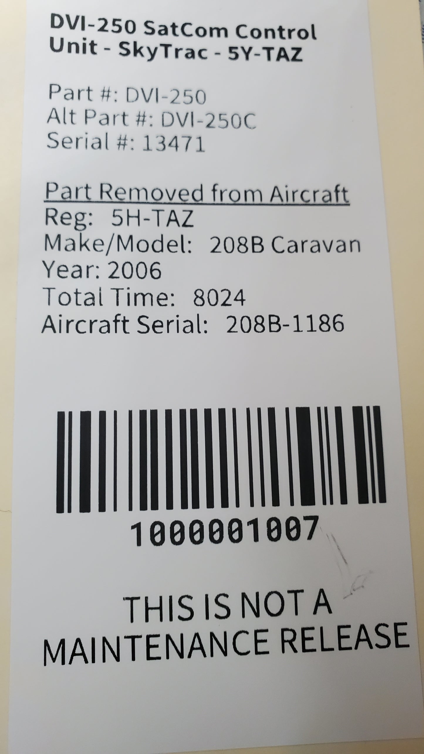 DVI-250 SatCom Control Unit - SkyTrac - 5H-TAZ