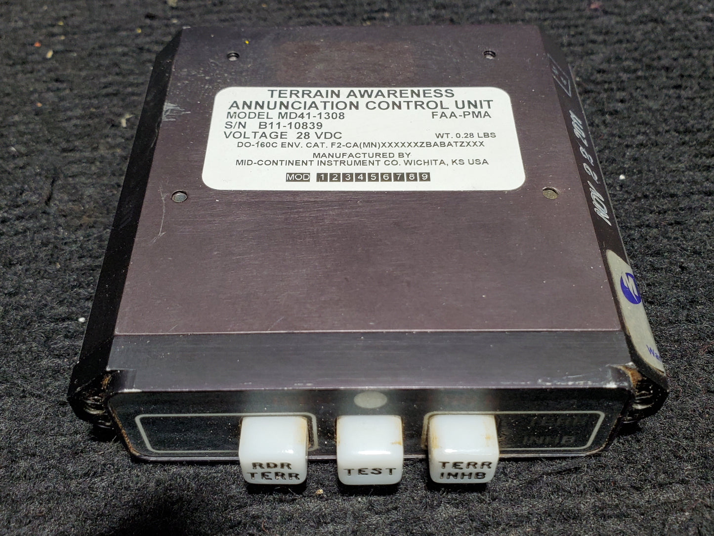 TAWS Annunciator Control Unit - MD41-1308 - Mid-Continent - 5Y-ZBW