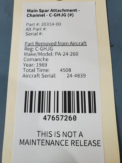 Main Spar Attachment - Channel - C-GHJG (#)